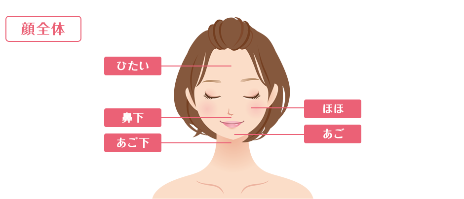 ブランクリニックの顔脱毛の対象部位