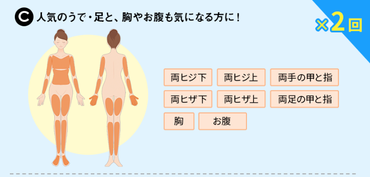 脱毛サロンミュゼ10月のキャンペーン ウデ・足・胸・お腹脱毛