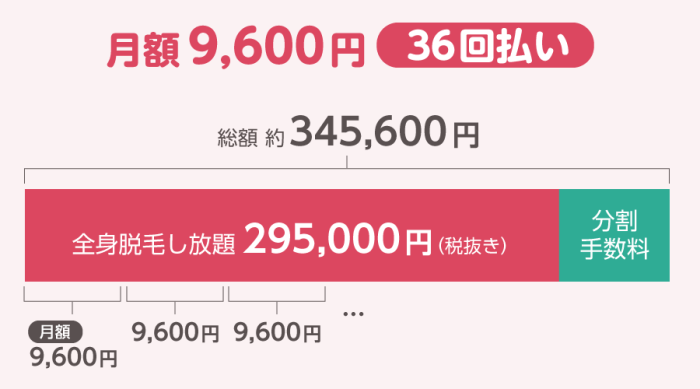 月額9,600円36回払いの場合