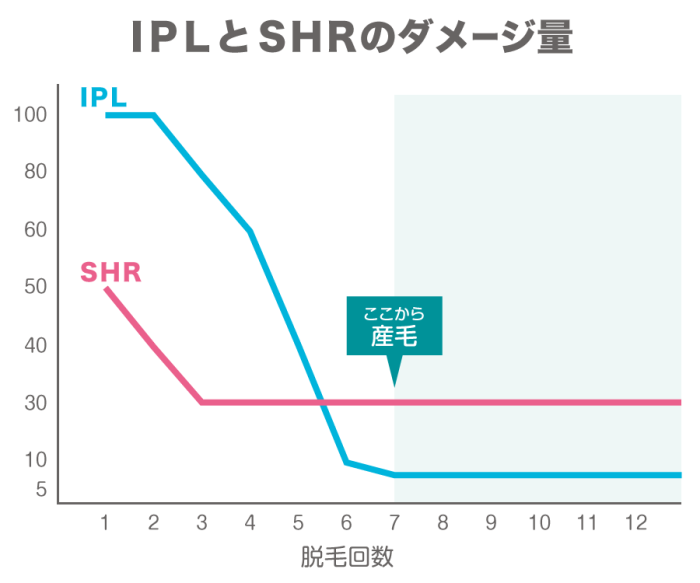 IPLとSHRのダメージ量を比較